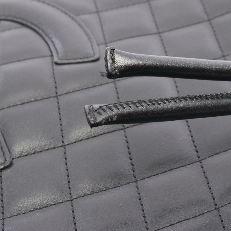 香奈兒 Cambon 系列斜背單肩包 A25178 黑色皮革二手女士 SHW-7