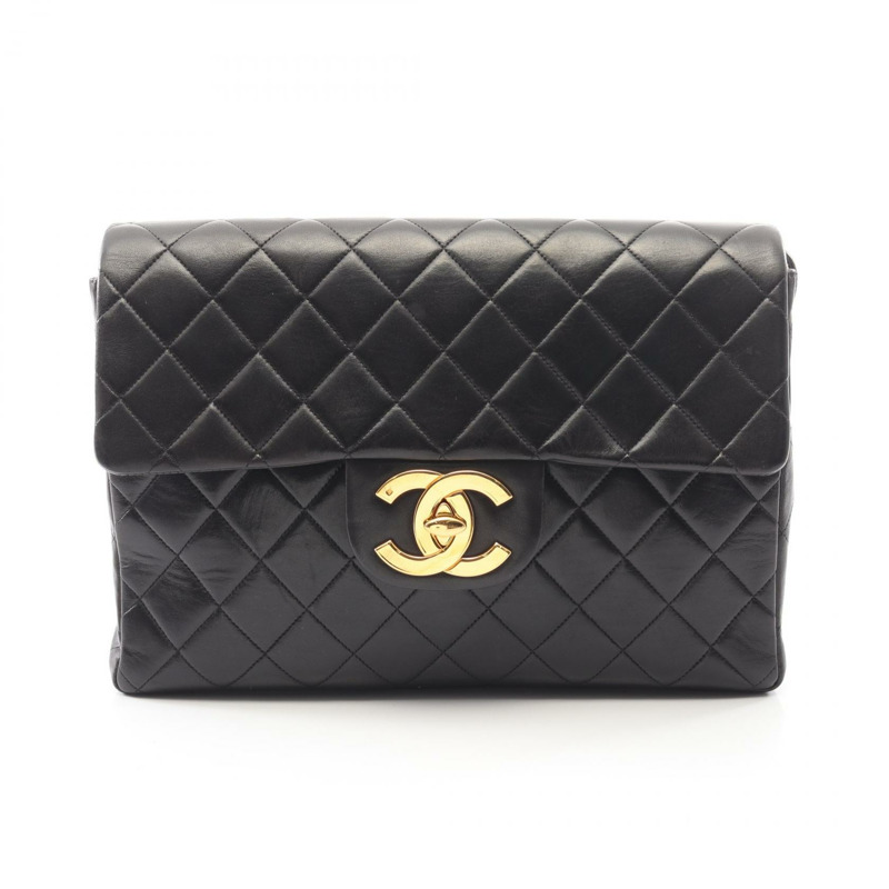 香奈兒 (CHANEL) 絎縫雙肩包，羊皮材質，黑色，二手，女款，金色五金-0