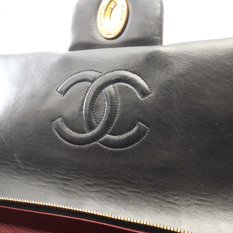 香奈兒 (CHANEL) 絎縫雙肩包，羊皮材質，黑色，二手，女款，金色五金-6