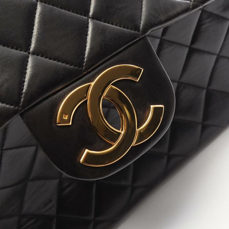 香奈兒 (CHANEL) 絎縫雙肩包，羊皮材質，黑色，二手，女款，金色五金-10