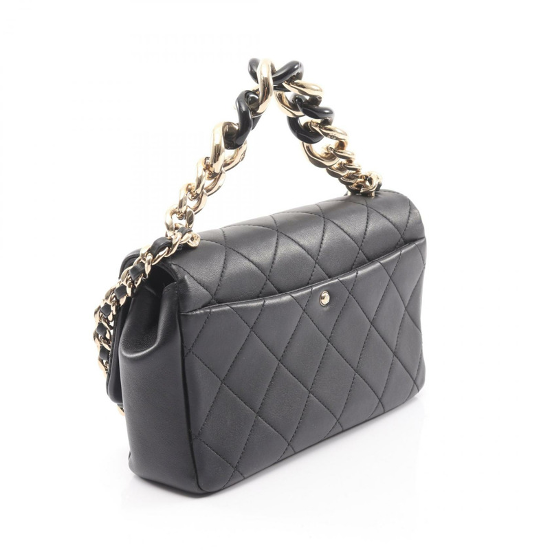 香奈兒 (CHANEL) Matelasse Chain 斜背包，羊皮材質，黑色，二手 CC-1