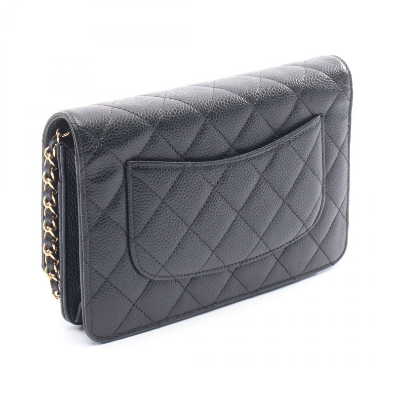 香奈兒 (CHANEL) 絎縫肩背包 AP0250 粒面小牛皮 黑色 二手 女士 金色五金-1