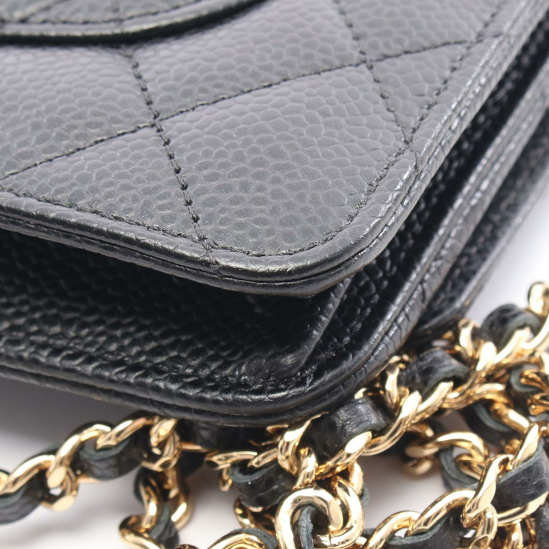 香奈兒 (CHANEL) 絎縫肩背包 AP0250 粒面小牛皮 黑色 二手 女士 金色五金-6