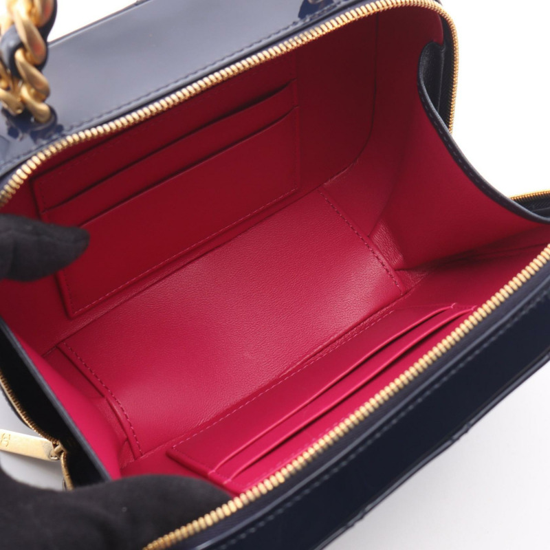 香奈兒 (CHANEL) Matelasse Chain Vanity Shoulder Bag AP2874 漆皮海軍藍二手金色五金-2