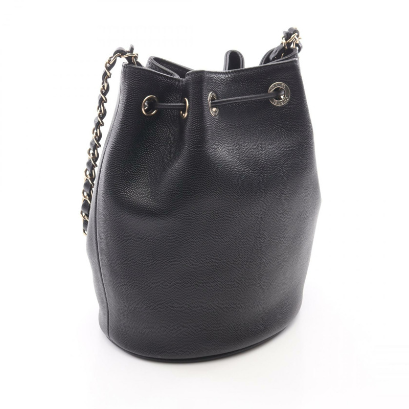 香奈兒 Deauville 單背包 AS1045 黑色粒面小牛皮 二手 女士 金色五金-1