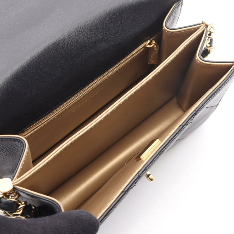 香奈兒 (CHANEL) 絎縫肩背包 AS3720 羊皮 黑色 二手 GHW CC-2