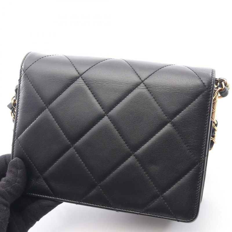 香奈兒 (CHANEL) 絎縫肩背包 AS3720 羊皮 黑色 二手 GHW CC-8