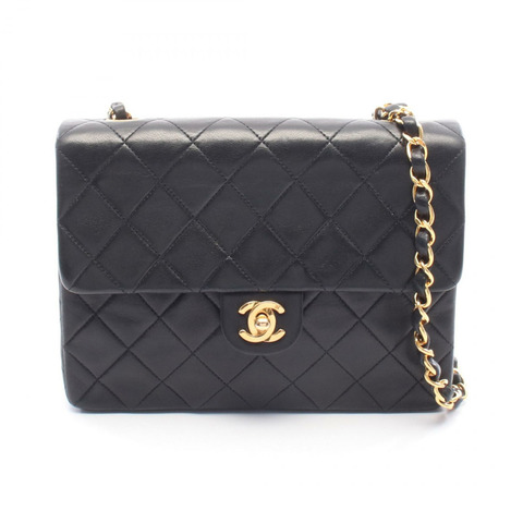 香奈兒 (CHANEL) 迷你絎縫 20 鏈條肩背包 A01163 羊皮 黑色 二手 金色五金