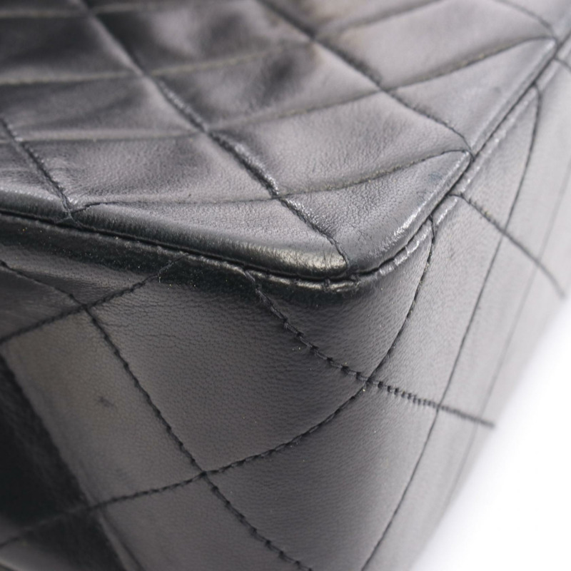 香奈兒 (CHANEL) 迷你絎縫 20 鏈條肩背包 A01163 羊皮 黑色 二手 金色五金-6