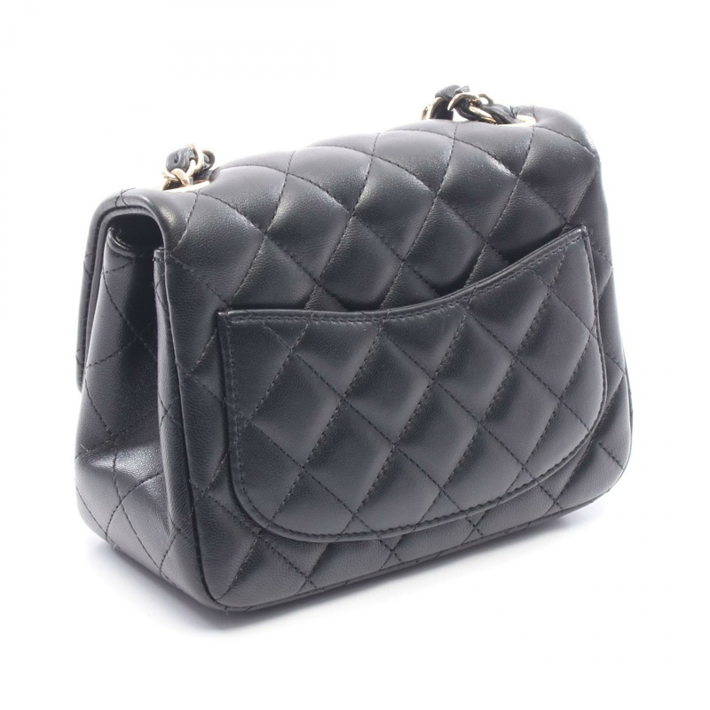 香奈兒迷你絎縫鏈條肩背包 A35200 羊皮黑色二手 SHW CC-1