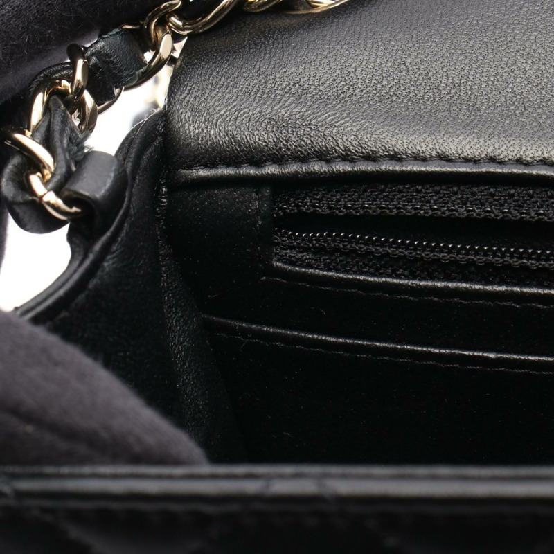香奈兒迷你絎縫鏈條肩背包 A35200 羊皮黑色二手 SHW CC-8