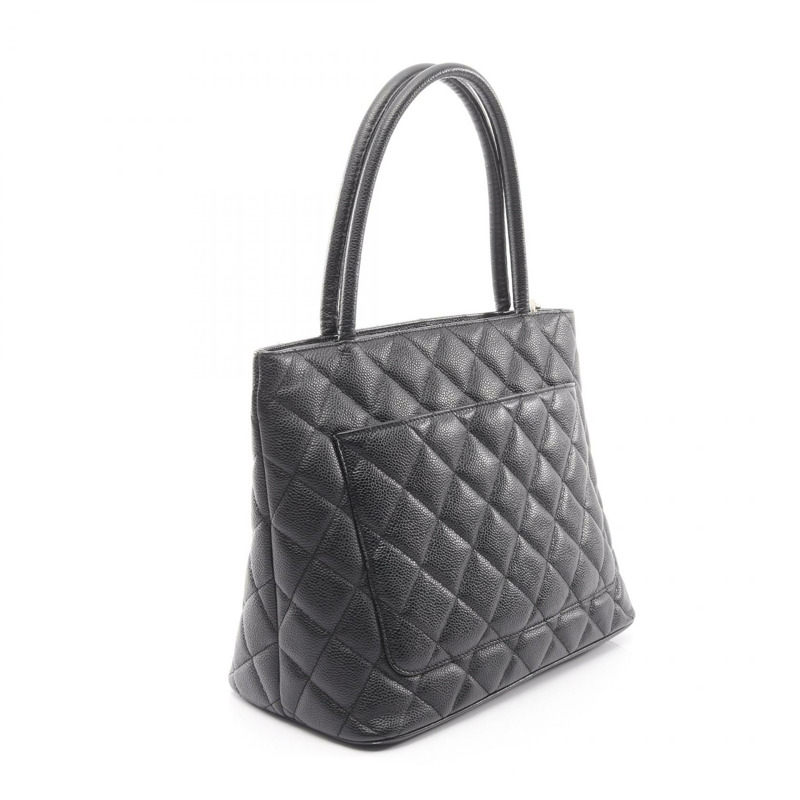 香奈兒 (CHANEL) Medallion 手提包 A01804 黑色粒面小牛皮 二手 女士 SHW CC-1