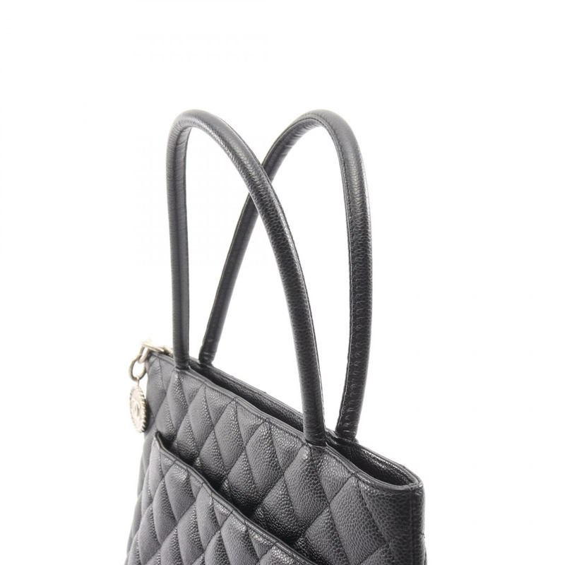 香奈兒 (CHANEL) Medallion 手提包 A01804 黑色粒面小牛皮 二手 女士 SHW CC-10