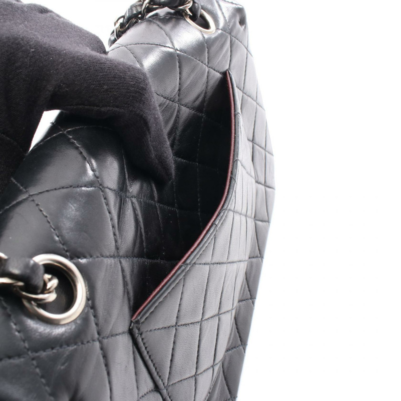 香奈兒 (CHANEL) Matelasse W 翻蓋肩背包 A01112 羊皮 黑色 二手 SHW CC-5