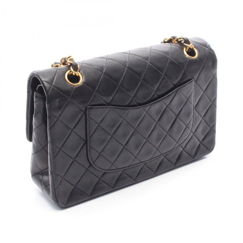 香奈兒 (CHANEL) Matelasse W 翻蓋單肩背包 A01112 羊皮黑二手金五金 CC-1