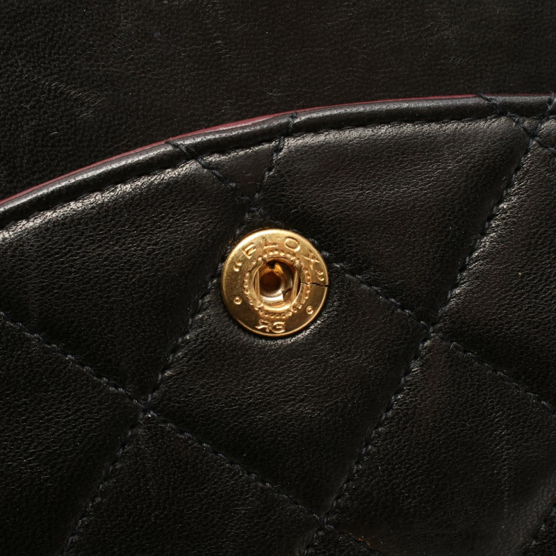 香奈兒 (CHANEL) Matelasse W 翻蓋單肩背包 A01112 羊皮黑二手金五金 CC-6