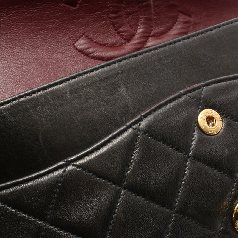 香奈兒 (CHANEL) Matelasse W 翻蓋單肩背包 A01112 羊皮黑二手金五金 CC-7