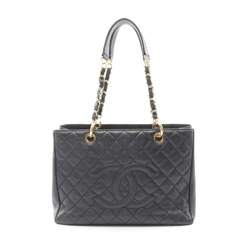 香奈兒 (CHANEL) Matelasse Grand Shopping GST 手提包 A50995 黑色皮革 二手 女士 GHW-0