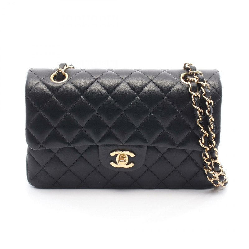 香奈兒 (CHANEL) Matelasse W 翻蓋肩背包 A01113 羊皮 黑色 二手 GHW CC-0