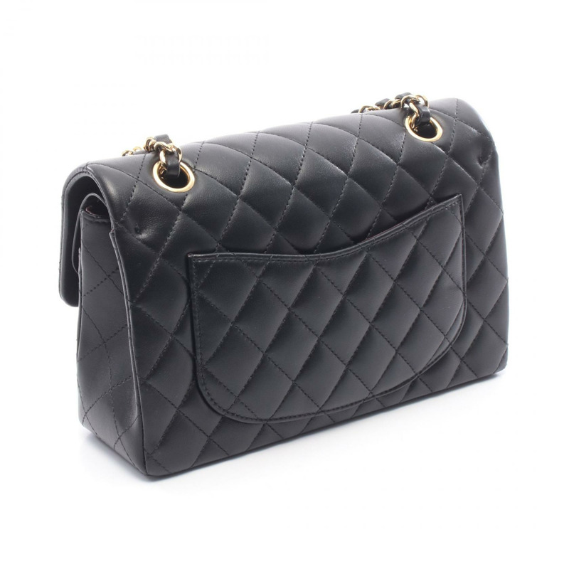 香奈兒 (CHANEL) Matelasse W 翻蓋肩背包 A01113 羊皮 黑色 二手 GHW CC-1