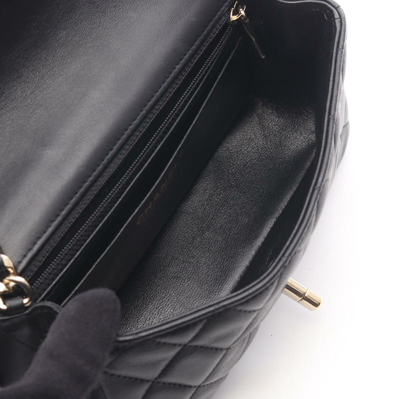 香奈兒迷你Matelasse 20肩背包 AS2326 羊皮黑色二手金色五金-2