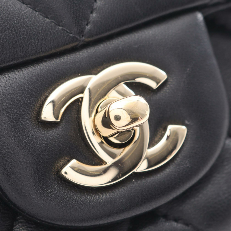 香奈兒迷你Matelasse 20肩背包 AS2326 羊皮黑色二手金色五金-10