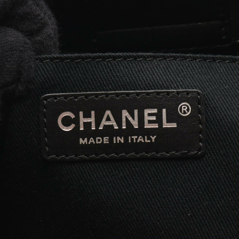 香奈兒 CC 水桶絎縫單肩手提包 皮革 米色 黑色 二手 女士 CC-3