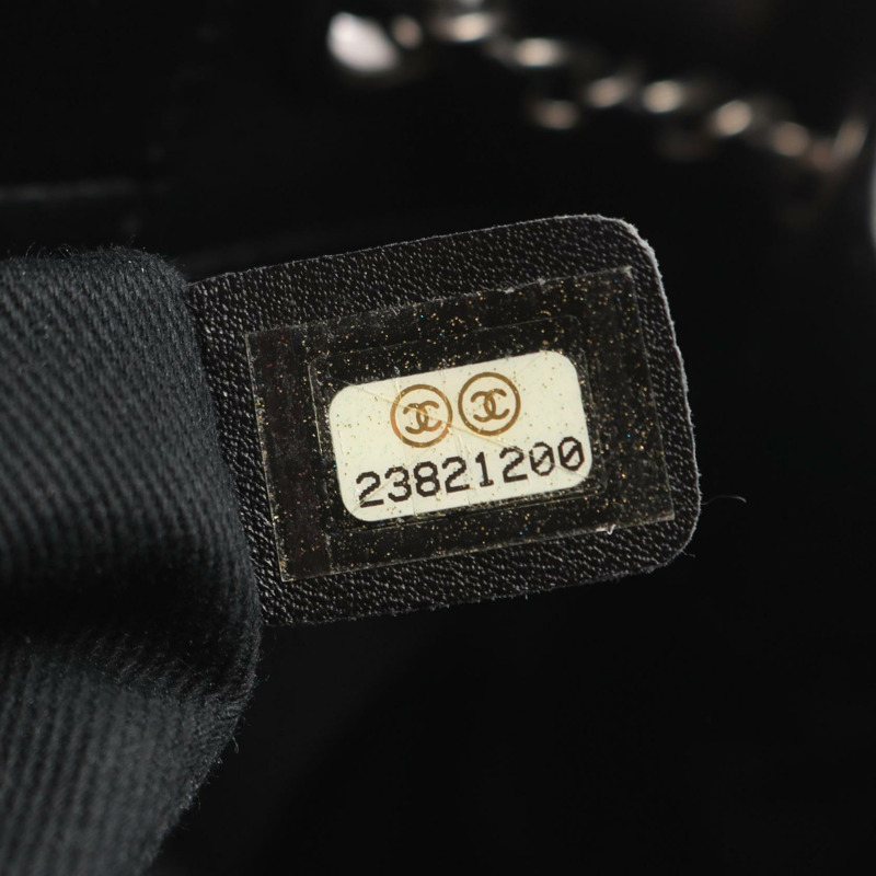 香奈兒 CC 水桶絎縫單肩手提包 皮革 米色 黑色 二手 女士 CC-4