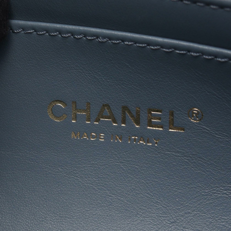 香奈兒 (CHANEL) 絎縫鏈條肩背包，羊皮材質，藍色，二手，女士，金色五金-3