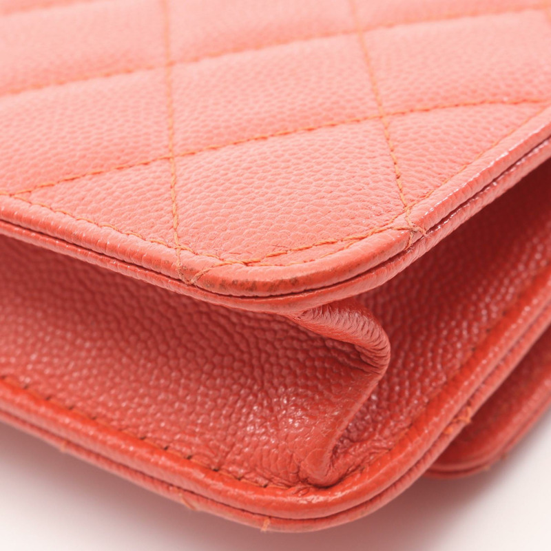 香奈兒 (CHANEL) 絎縫 Coco 鎖肩背包 A80766 皮革 橘色 二手 女士 金色五金 CC-5