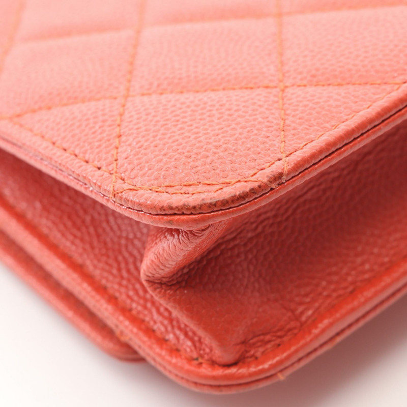 香奈兒 (CHANEL) 絎縫 Coco 鎖肩背包 A80766 皮革 橘色 二手 女士 金色五金 CC-6