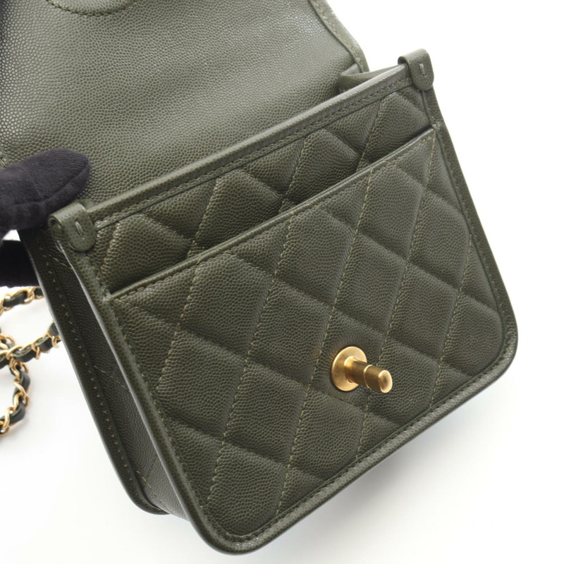 香奈兒 (CHANEL) S 頂部手柄絎縫手提單肩包 AS3652 皮革卡其色 二手 GHW CC-5