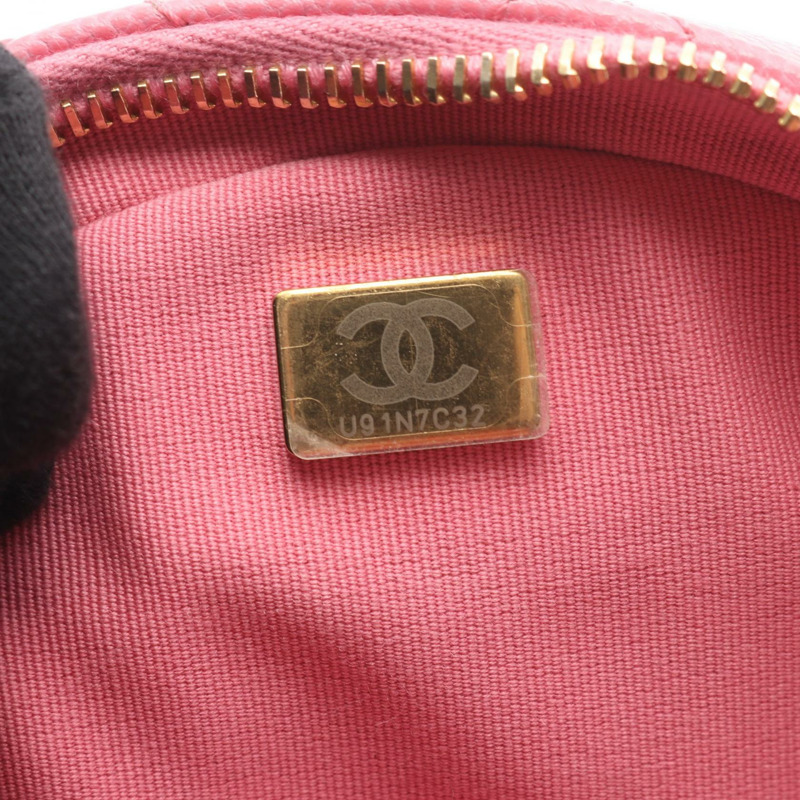 香奈兒 (CHANEL) 絎縫鏈條單背包 AS3875 粒面小牛皮 粉紅色 二手 金色五金 CC-4