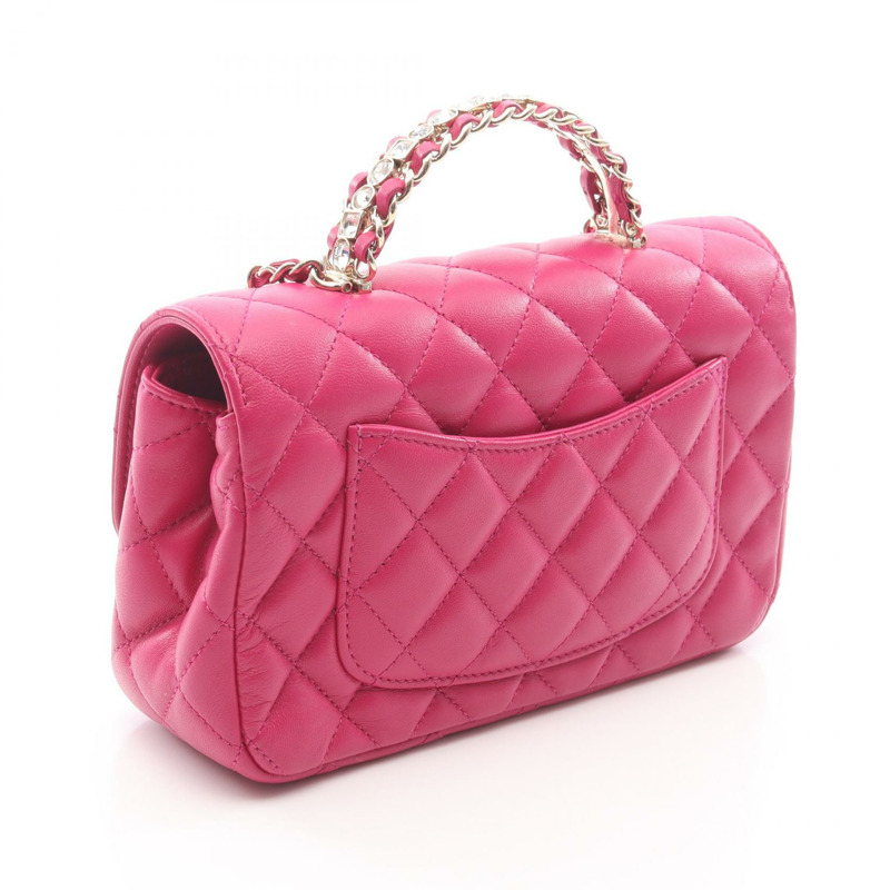 香奈兒 (CHANEL) 絎縫鏈條肩背包 AS4140 羊皮 粉紅色 二手 金色五金-1