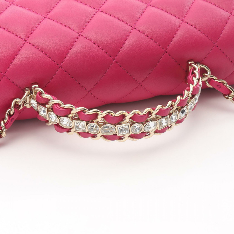 香奈兒 (CHANEL) 絎縫鏈條肩背包 AS4140 羊皮 粉紅色 二手 金色五金-5