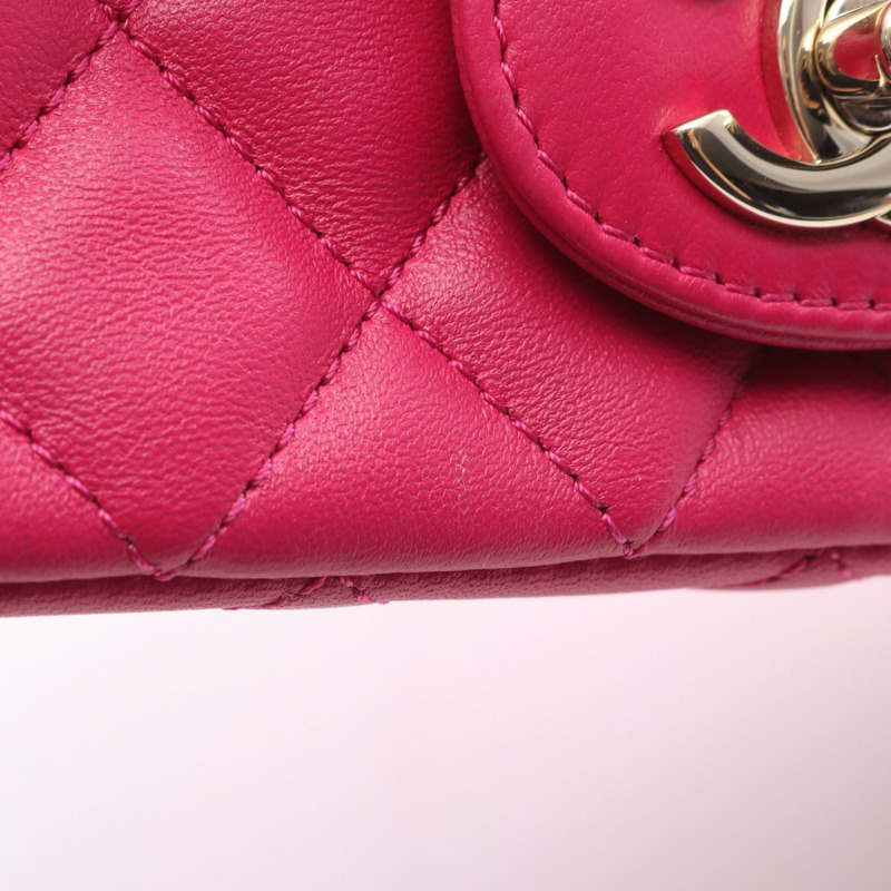 香奈兒 (CHANEL) 絎縫鏈條肩背包 AS4140 羊皮 粉紅色 二手 金色五金-7