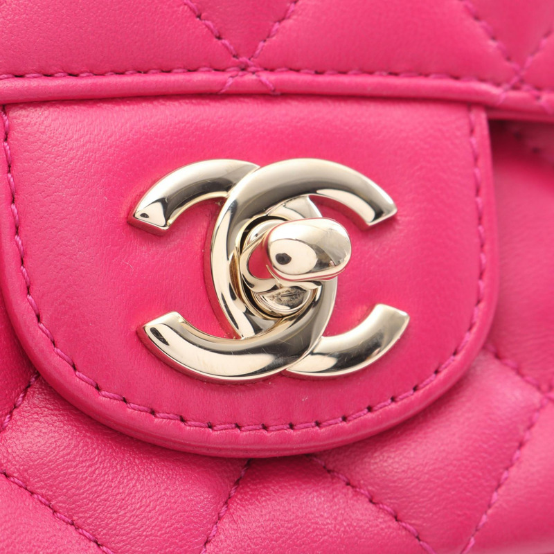 香奈兒 (CHANEL) 絎縫鏈條肩背包 AS4140 羊皮 粉紅色 二手 金色五金-9