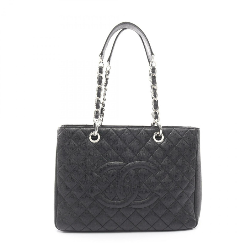 香奈兒 (CHANEL) Matelasse Grand Shopping GST 手提包 A50995 黑色皮革，二手 SHW CC-0
