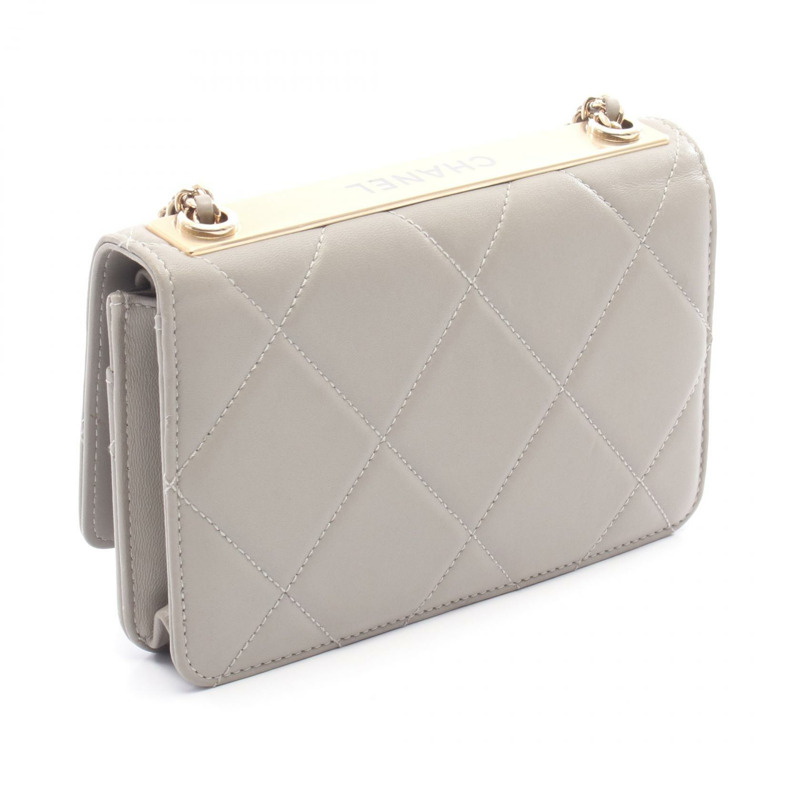 香奈兒 (CHANEL) 絎縫鏈條肩背包 AP0250 皮革 灰色 二手 女士 GHW CC Coco-1