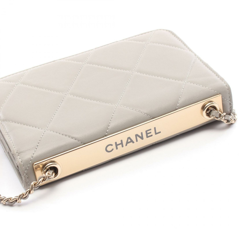 香奈兒 (CHANEL) 絎縫鏈條肩背包 AP0250 皮革 灰色 二手 女士 GHW CC Coco-8