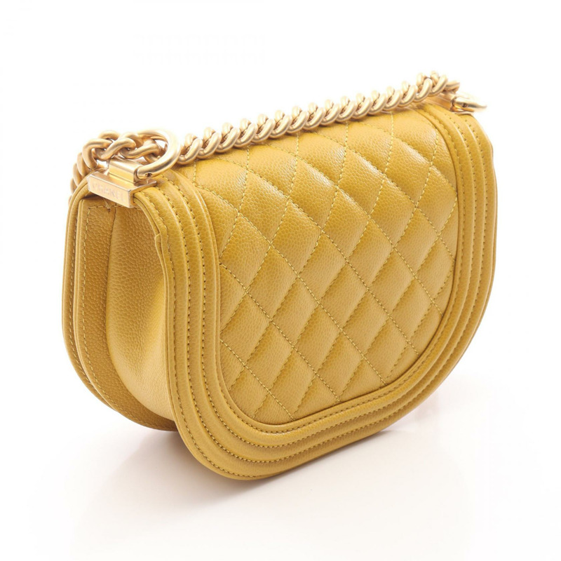 香奈兒 Boy Chanel 小號鏈條肩背包 AS3350 皮革棕色 二手 女士 金色五金-1