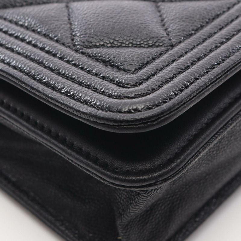 香奈兒 Boy Chanel Matelasse 鏈條肩背包 AP1117 黑色皮革 二手 GHW CC-6