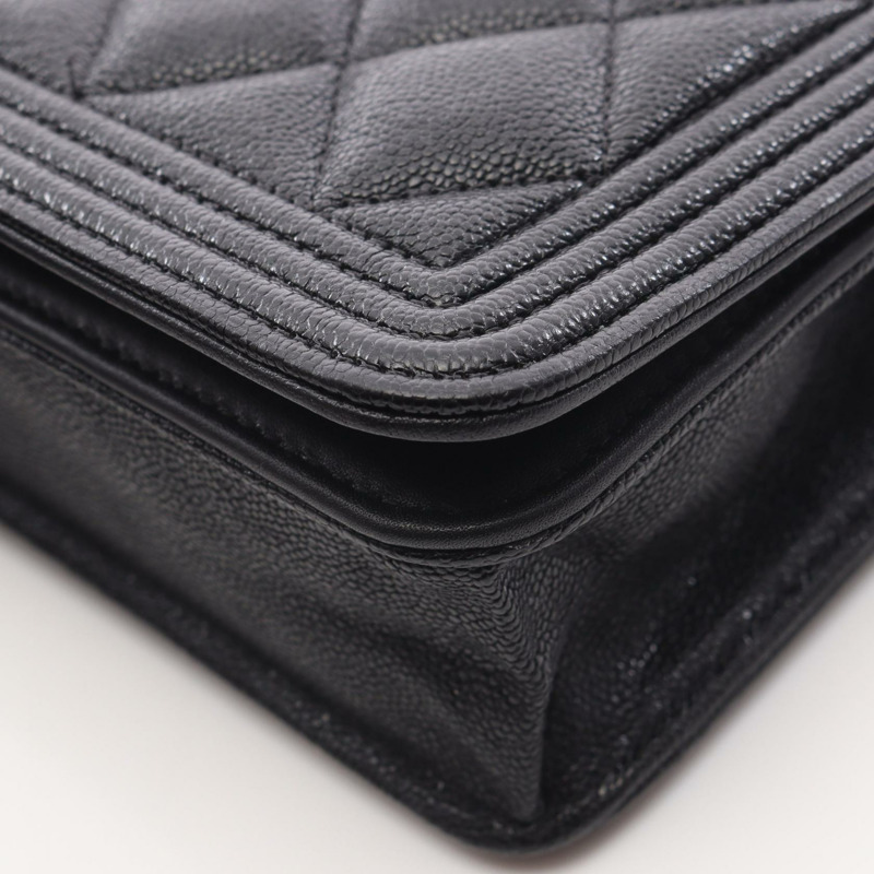 香奈兒 Boy Chanel Matelasse 鏈條肩背包 AP1117 黑色皮革 二手 GHW CC-7