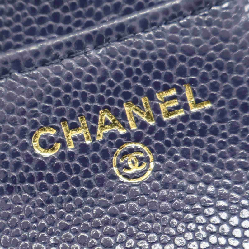 藍色 Caviar牛皮 扣式 短夾 AP0231【CHANEL 香奈兒】 AP0231-9