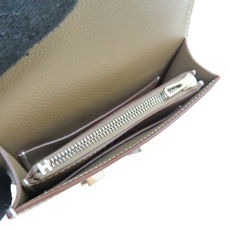 大象灰 Evercolor牛皮 Constance Slim 扣式 短夾 W刻 銀扣【HERMES 愛馬仕】 R00793H082214CK18-6