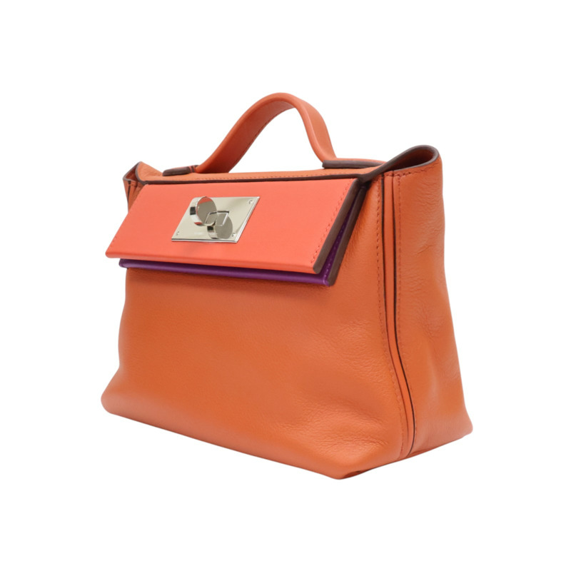 大地橘 Evercolor 牛皮 24/24 兩用包 Z刻 銀扣【HERMES 愛馬仕】 H082153CKCG-2