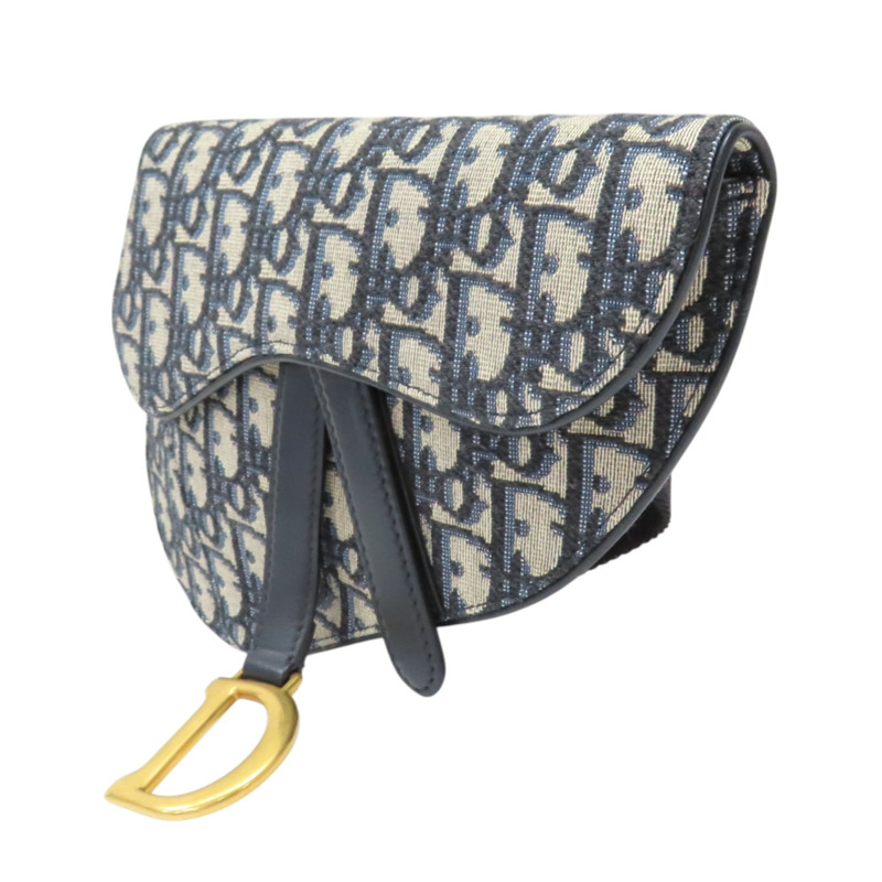 藍色 緹花帆布 saddle oblique 腰包 肩背包【Dior 迪奧】-2