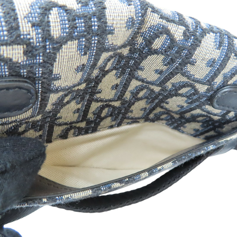 藍色 緹花帆布 saddle oblique 腰包 肩背包【Dior 迪奧】-5