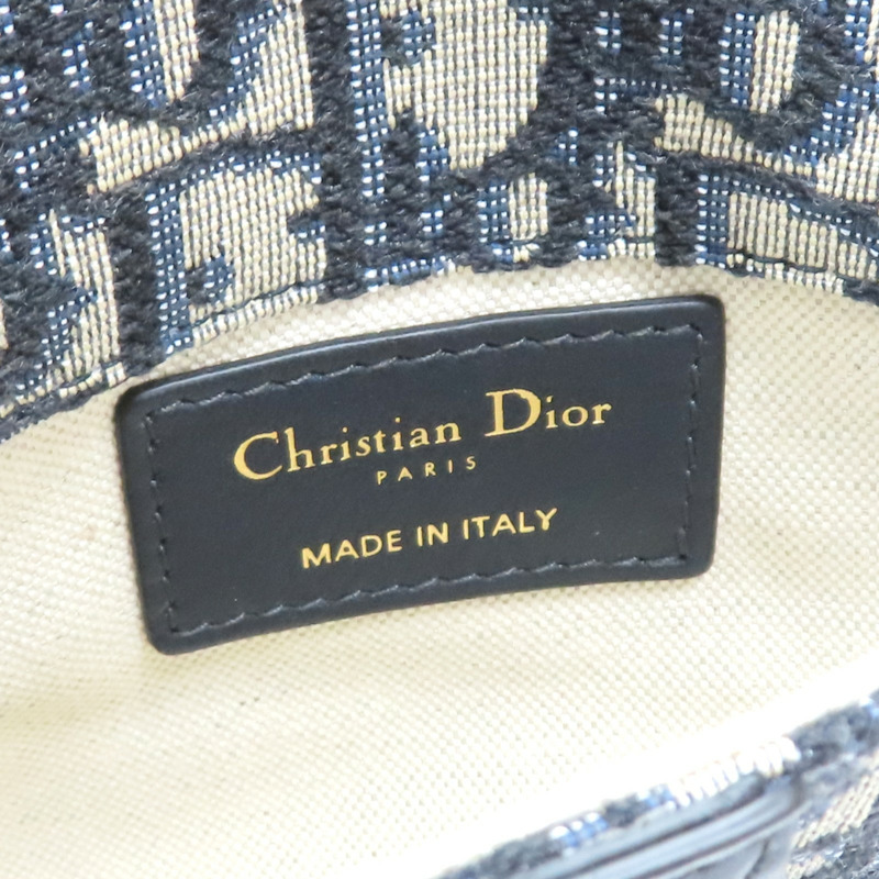 藍色 緹花帆布 saddle oblique 腰包 肩背包【Dior 迪奧】-6