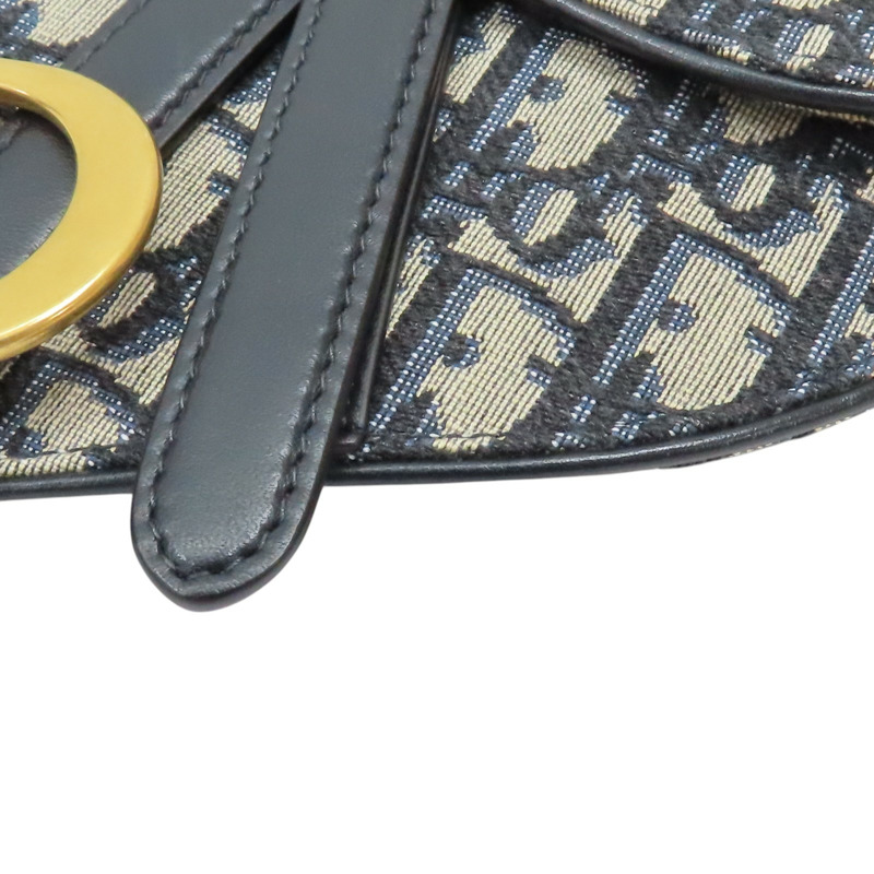藍色 緹花帆布 saddle oblique 腰包 肩背包【Dior 迪奧】-10